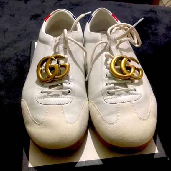 White Gucci Metal logo sneakers